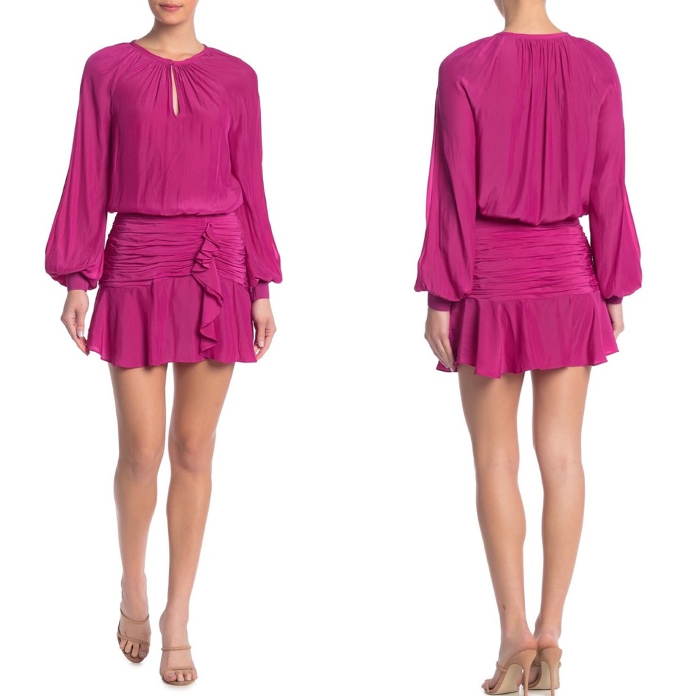 NWT Ramy Brook Pink Drop Waist Ruffle Dress